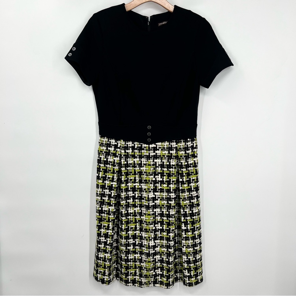 J. McLaughlin Tweedy Pebble Mint Fit and Flare Georgette Dress